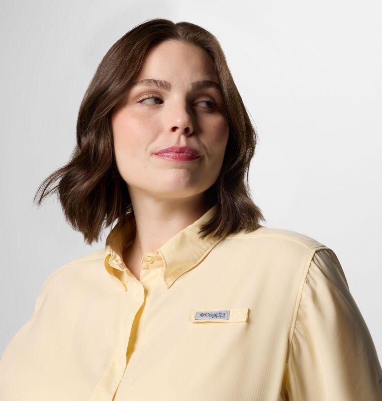 Women's PFG Tamiami II Short Sleeve Shirt - Plus Size, Color: Lemon Wash, image 4