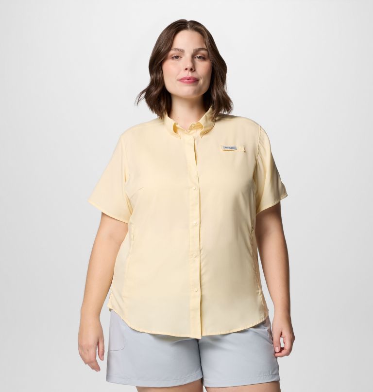 Women's PFG Tamiami II Short Sleeve Shirt - Plus Size, Color: Lemon Wash, image 1