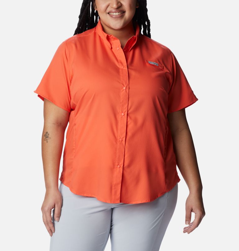 Thumbnail: Women’s PFG Tamiami II Short Sleeve Shirt - Plus Size, Color: Corange, image 1