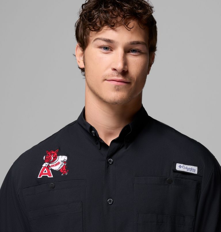 Men's Collegiate PFG Tamiami Short Sleeve Shirt - Arkansas, Color: ARK - Black, image 5