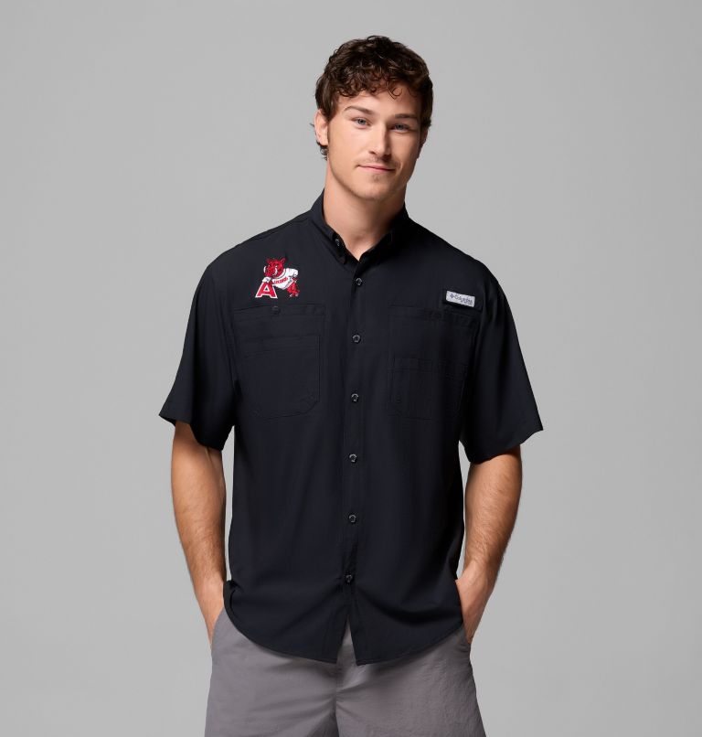 Men's Collegiate PFG Tamiami Short Sleeve Shirt - Arkansas, Color: ARK - Black, image 1