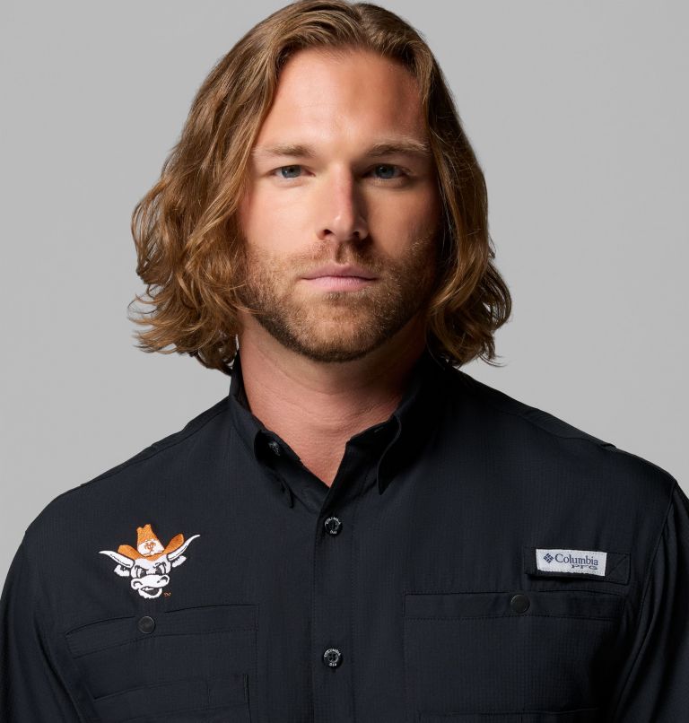 Men's Collegiate PFG Tamiami Short Sleeve Shirt - Texas, Color: TEX - Black Vault, image 5