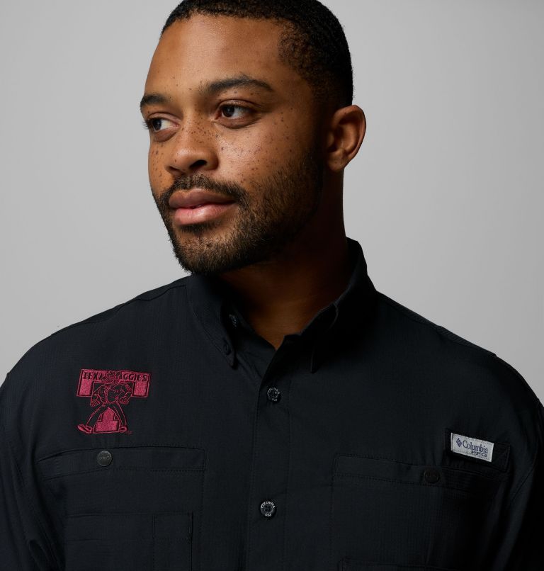 Men's Collegiate PFG Tamiami Short Sleeve Shirt - Texas A&M, Color: TAM - Black, image 5