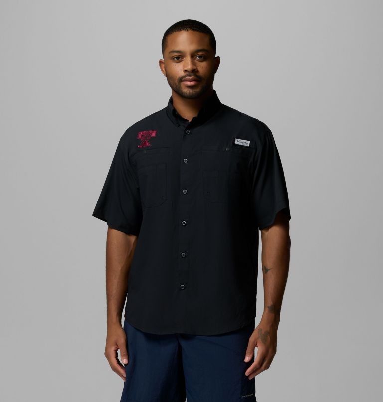 Men's Collegiate PFG Tamiami Short Sleeve Shirt - Texas A&M, Color: TAM - Black, image 1