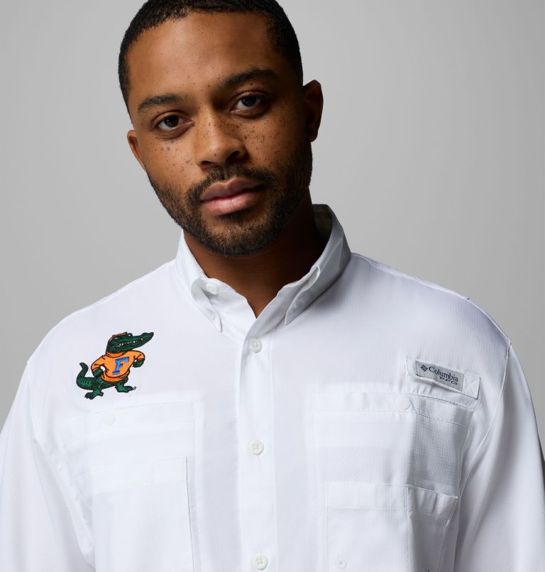 Men's Collegiate PFG Tamiami Short Sleeve Shirt - Florida, Color: FLA - White, image 5