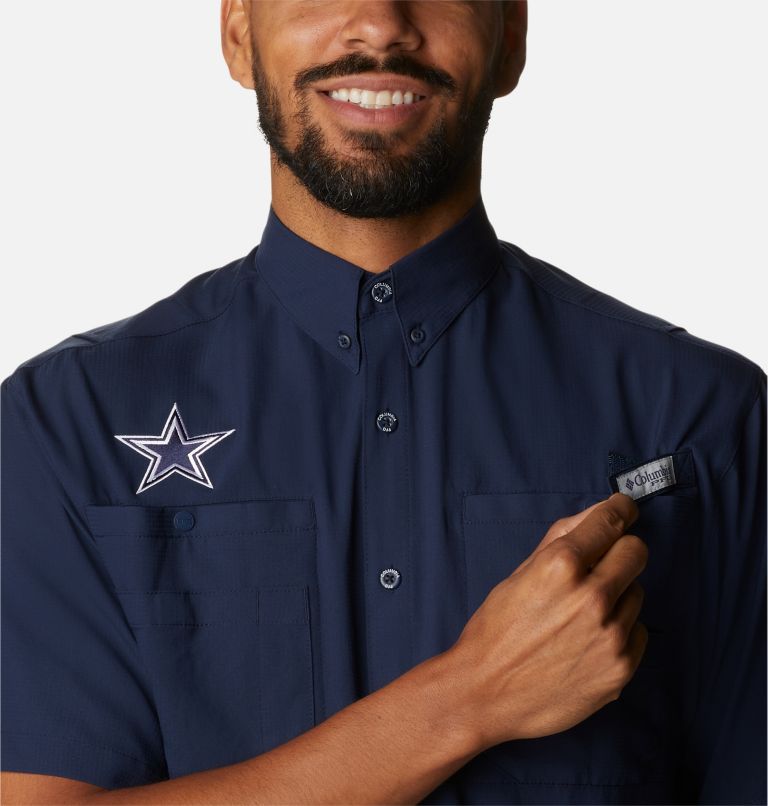 Columbia Men's Dallas Cowboys Tamiami Navy Button-Up Dress Shirt