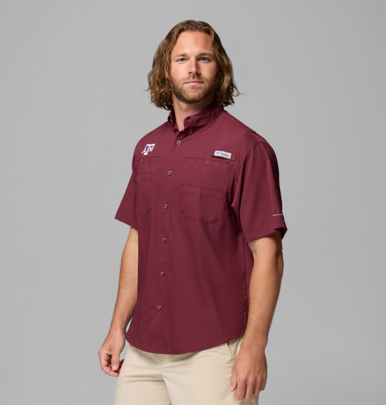 Men's Collegiate PFG Tamiami Short Sleeve Shirt - Texas A&M, Color: TAM - Maroon, image 4