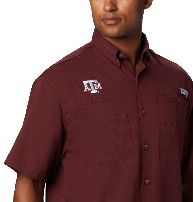 Mens short sleeve Fishing Shirt, maroon