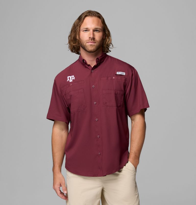 Men's Collegiate PFG Tamiami Short Sleeve Shirt - Texas A&M, Color: TAM - Maroon, image 1