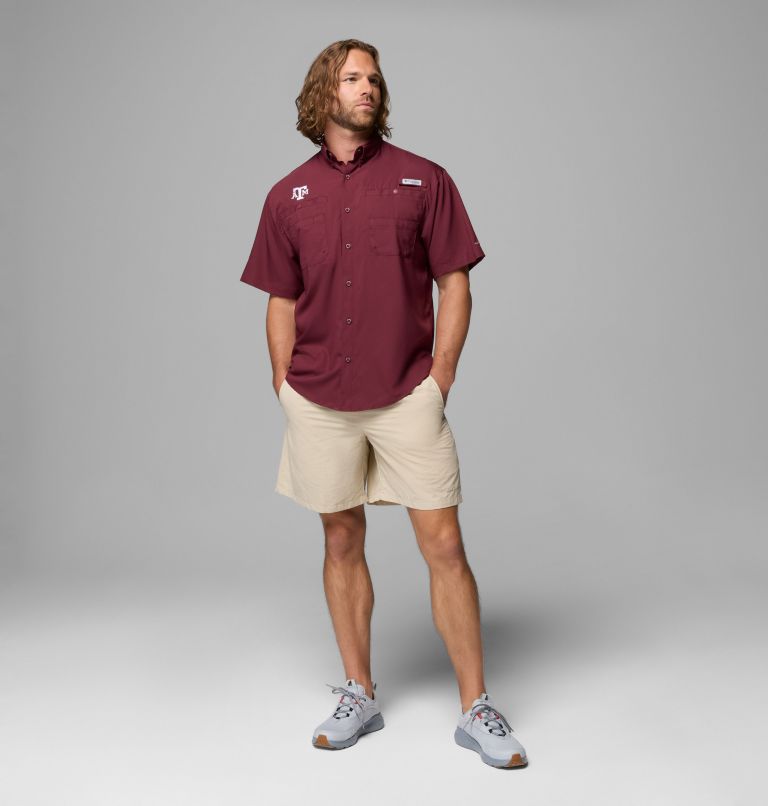 Men's Collegiate PFG Tamiami Short Sleeve Shirt - Texas A&M, Color: TAM - Maroon, image 2