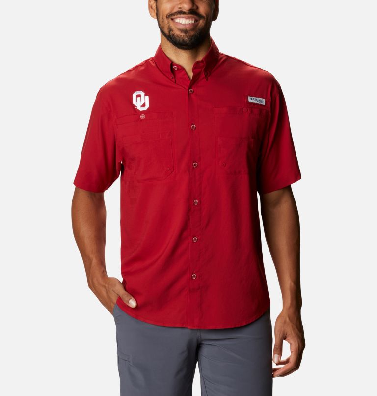 Men's Collegiate PFG Tamiami Short Sleeve Shirt - Oklahoma, Color: OK - Red Velvet, image 1
