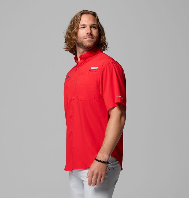 Men's Collegiate PFG Tamiami Short Sleeve Shirt - Georgia, Color: UGA - Bright Red, image 4