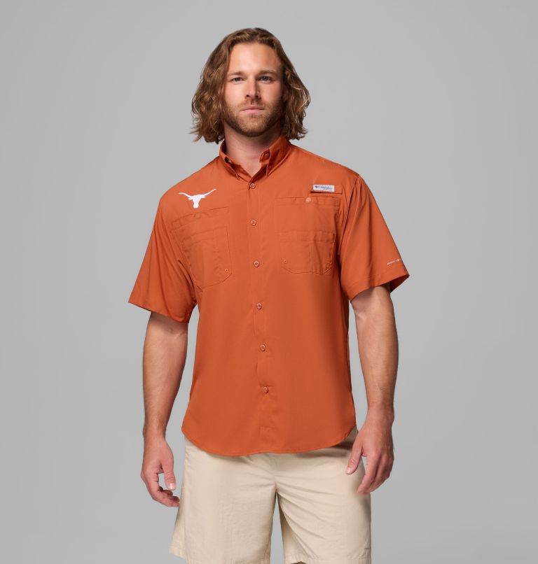 Men's Collegiate PFG Tamiami Short Sleeve Shirt - Texas, Color: TEX - Cedar, image 1