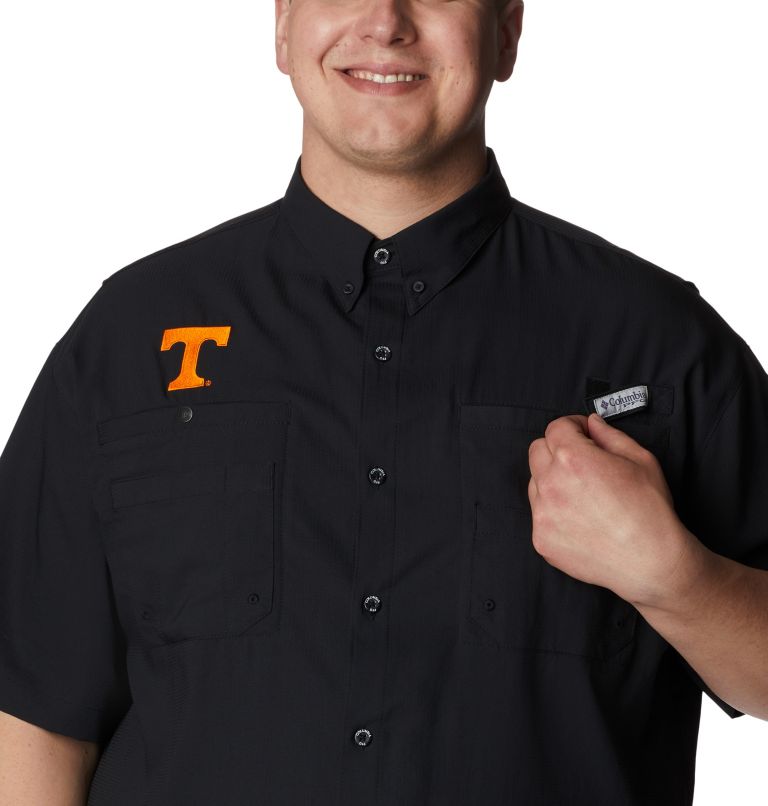 Thumbnail: Men's Collegiate PFG Tamiami Short Sleeve Shirt - Big - Tennessee, Color: UT - Black, image 4