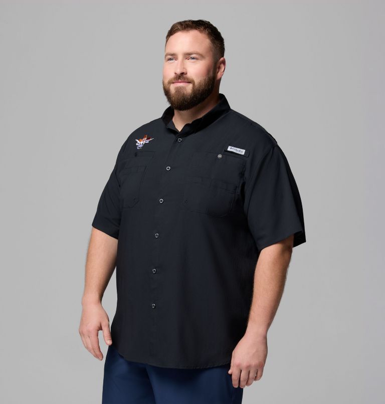 Men's Collegiate PFG Tamiami Short Sleeve Shirt - Big, Color: TEX - Black Vault, image 4