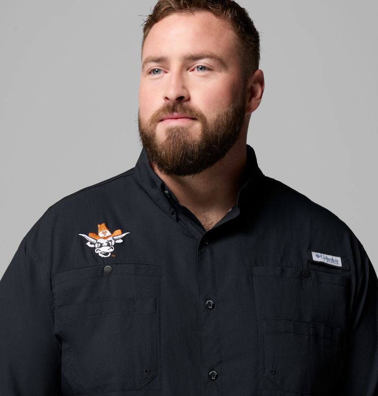 Men's Collegiate PFG Tamiami Short Sleeve Shirt - Big, Color: TEX - Black Vault, image 5