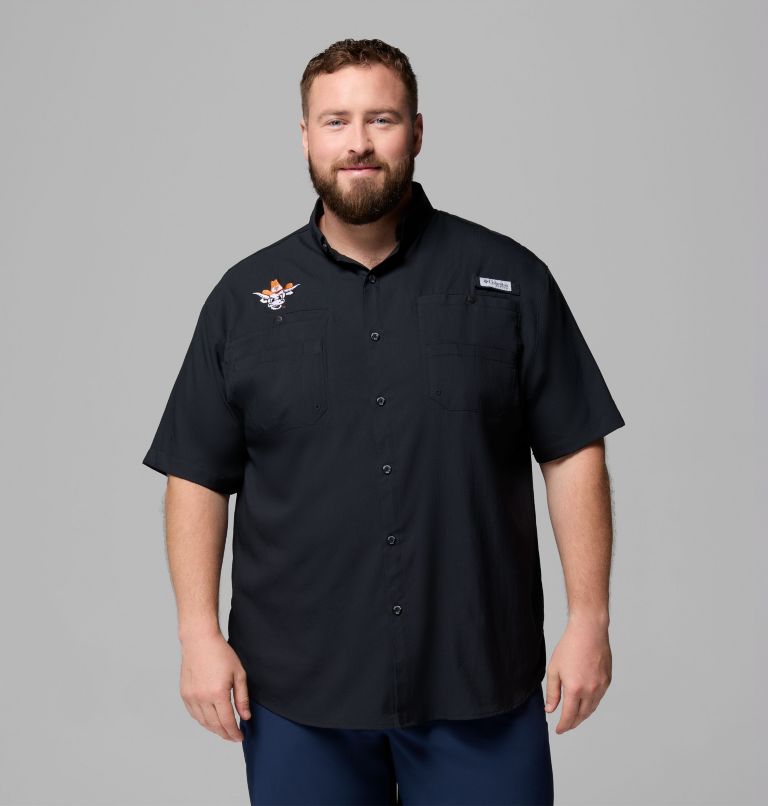 Men's Collegiate PFG Tamiami Short Sleeve Shirt - Big, Color: TEX - Black Vault, image 1
