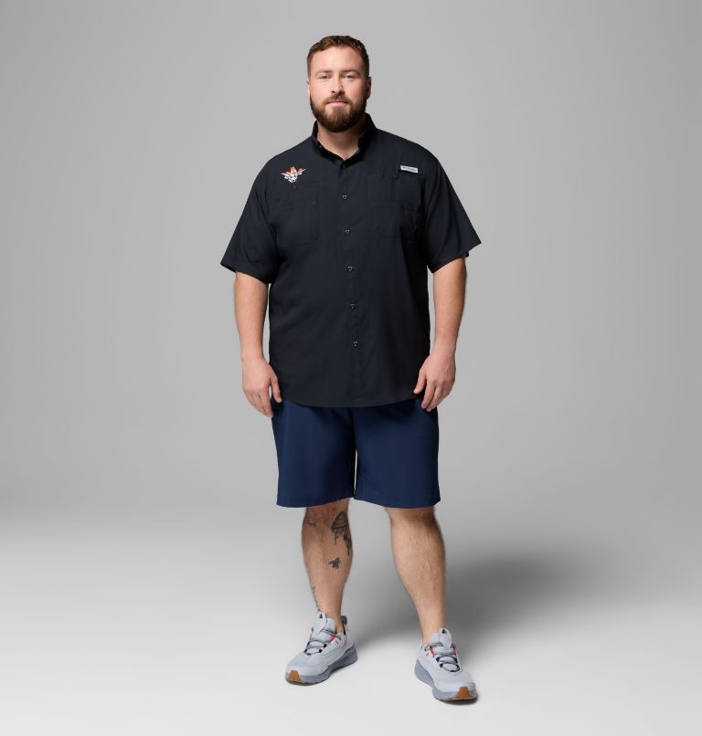 Men's Collegiate PFG Tamiami Short Sleeve Shirt - Big, Color: TEX - Black Vault, image 2