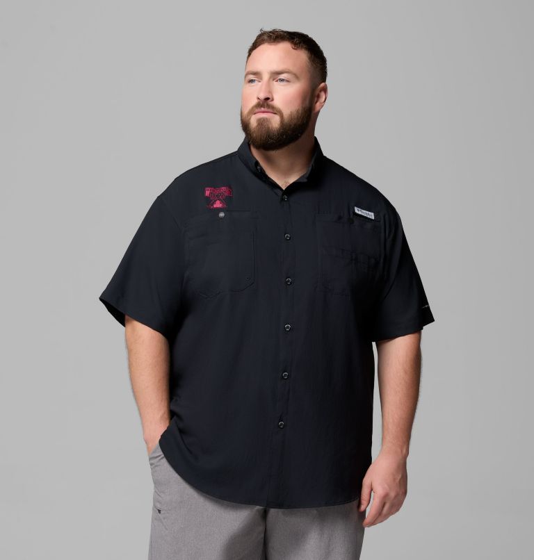Men's Collegiate PFG Tamiami Short Sleeve Shirt - Big, Color: TAM - Black Vault, image 1