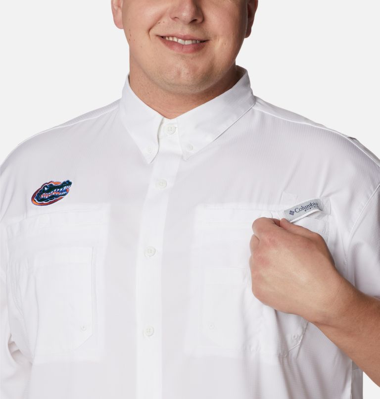 Thumbnail: Men's Collegiate PFG Tamiami Short Sleeve Shirt - Big - Florida, Color: FLA - White, image 4