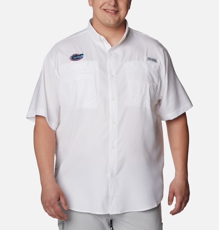 Thumbnail: Men's Collegiate PFG Tamiami Short Sleeve Shirt - Big - Florida, Color: FLA - White, image 1