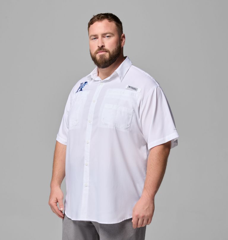 Men's Collegiate PFG Tamiami Short Sleeve Shirt - Big, Color: UK - White, image 4