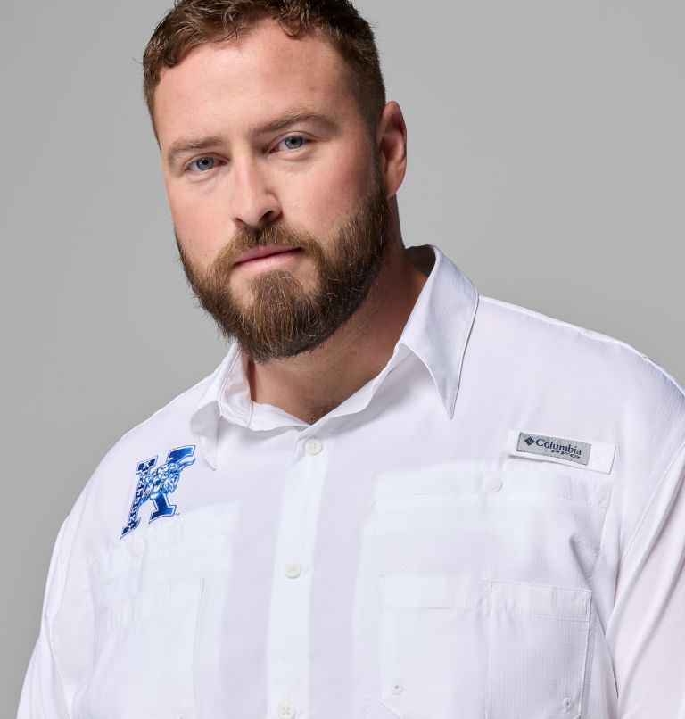 Men's Collegiate PFG Tamiami Short Sleeve Shirt - Big, Color: UK - White, image 5