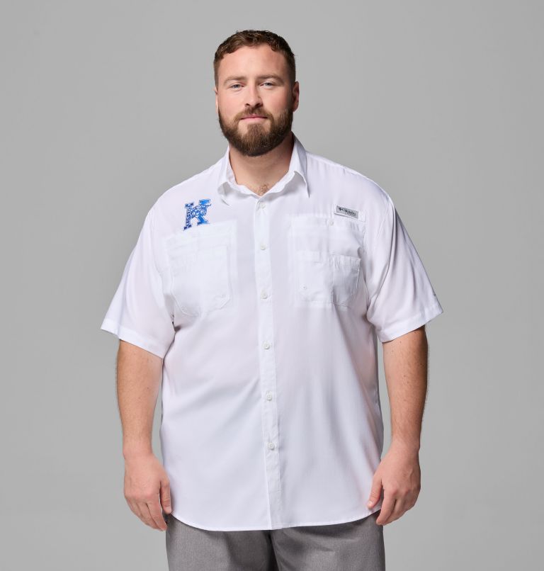 Men's Collegiate PFG Tamiami Short Sleeve Shirt - Big, Color: UK - White, image 1