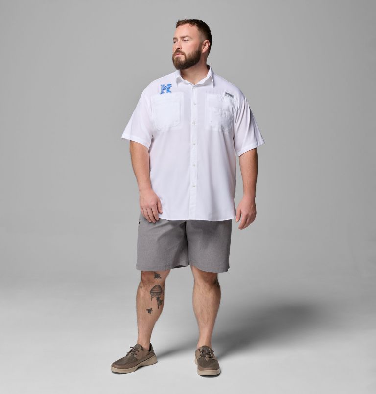 Men's Collegiate PFG Tamiami Short Sleeve Shirt - Big, Color: UK - White, image 2