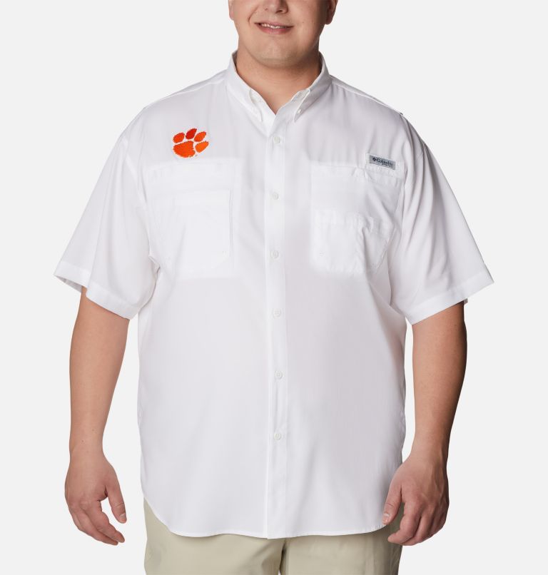 Thumbnail: Men's Collegiate PFG Tamiami Short Sleeve Shirt - Big - Clemson, Color: CLE - White, image 1