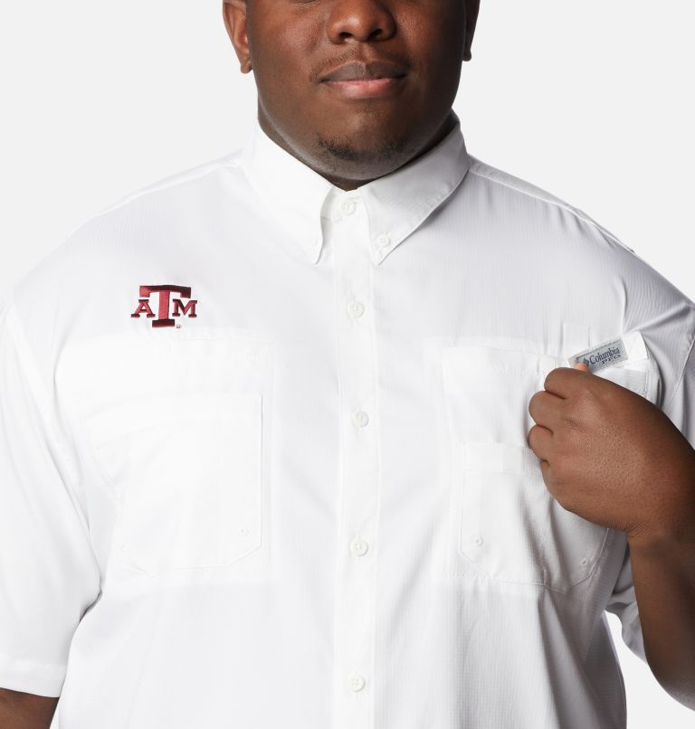 Thumbnail: Men's Collegiate PFG Tamiami Short Sleeve Shirt - Big - Texas A&M, Color: TAM - White, image 4
