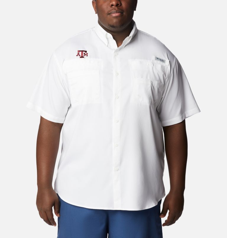 Thumbnail: Men's Collegiate PFG Tamiami Short Sleeve Shirt - Big - Texas A&M, Color: TAM - White, image 1