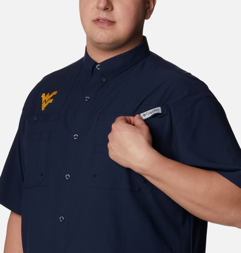 Thumbnail: Men's Collegiate PFG Tamiami Short Sleeve Shirt - Big - West Virginia, Color: WV - Collegiate Navy, image 4
