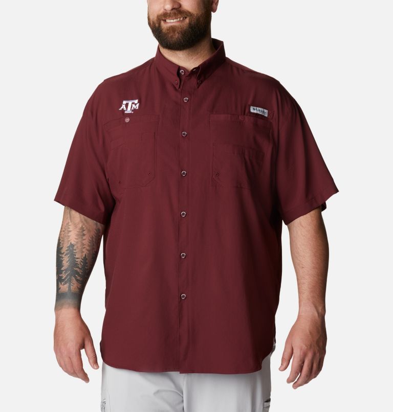 Columbia Men's Collegiate PFG Tamiami Short Sleeve Shirt - Big - Texas A&M - 2x - Red