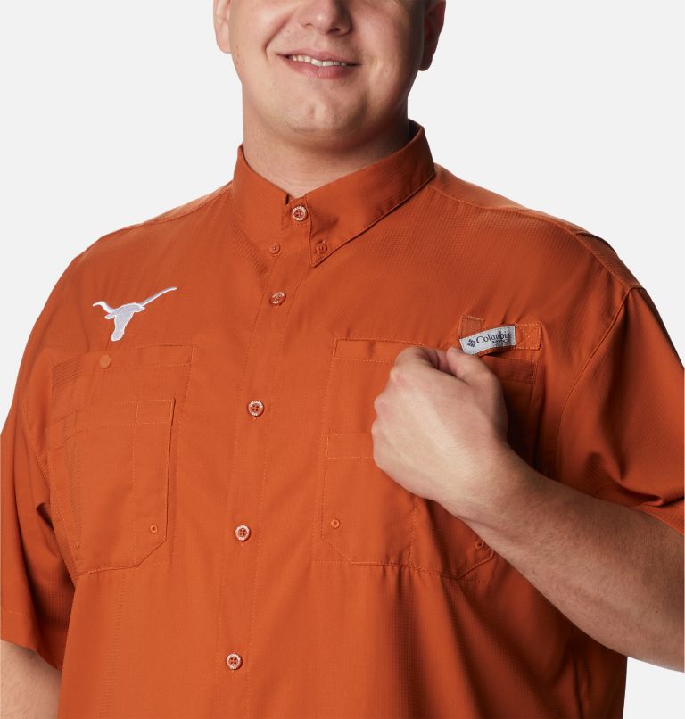 Thumbnail: Men's Collegiate PFG Tamiami Short Sleeve Shirt - Big - Texas, Color: TEX - Cedar, image 4