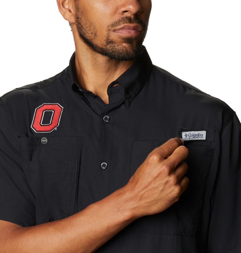 Thumbnail: Men's Collegiate PFG Tamiami Short Sleeve Shirt - Tall - Ohio, Color: OS - Black, image 4