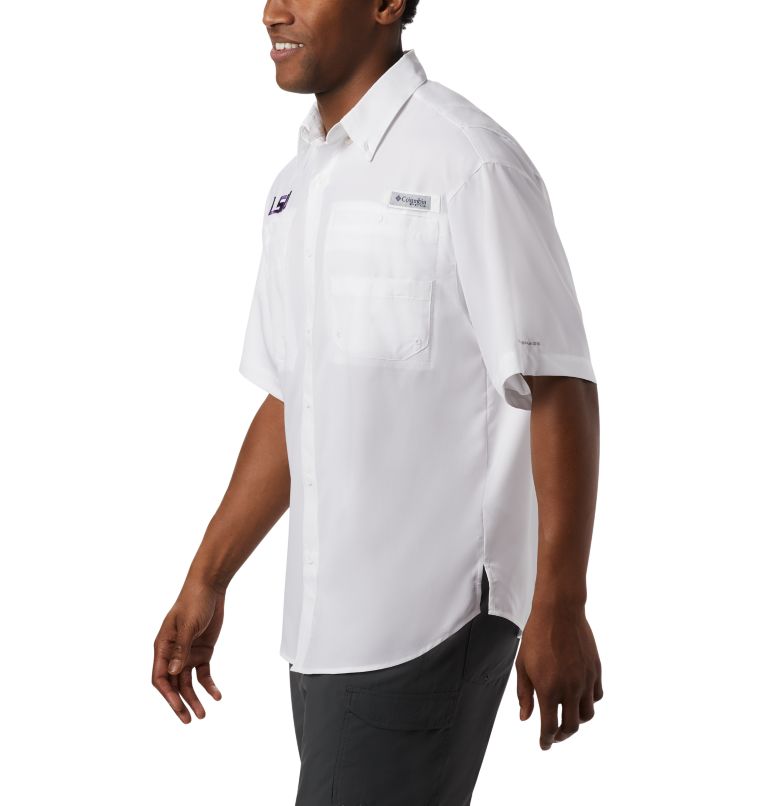 Men's Collegiate PFG Tamiami Short Sleeve Shirt - Tall - Louisiana, Color: LSU - White, image 5