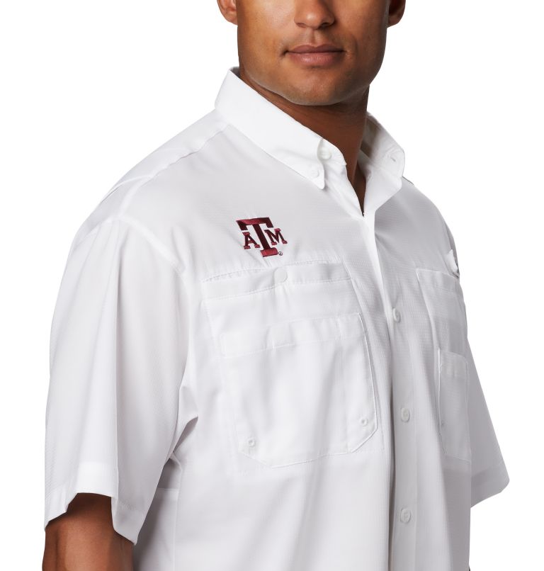 Thumbnail: Men's Collegiate PFG Tamiami Short Sleeve Shirt - Tall - Texas A&M, Color: TAM - White, image 5