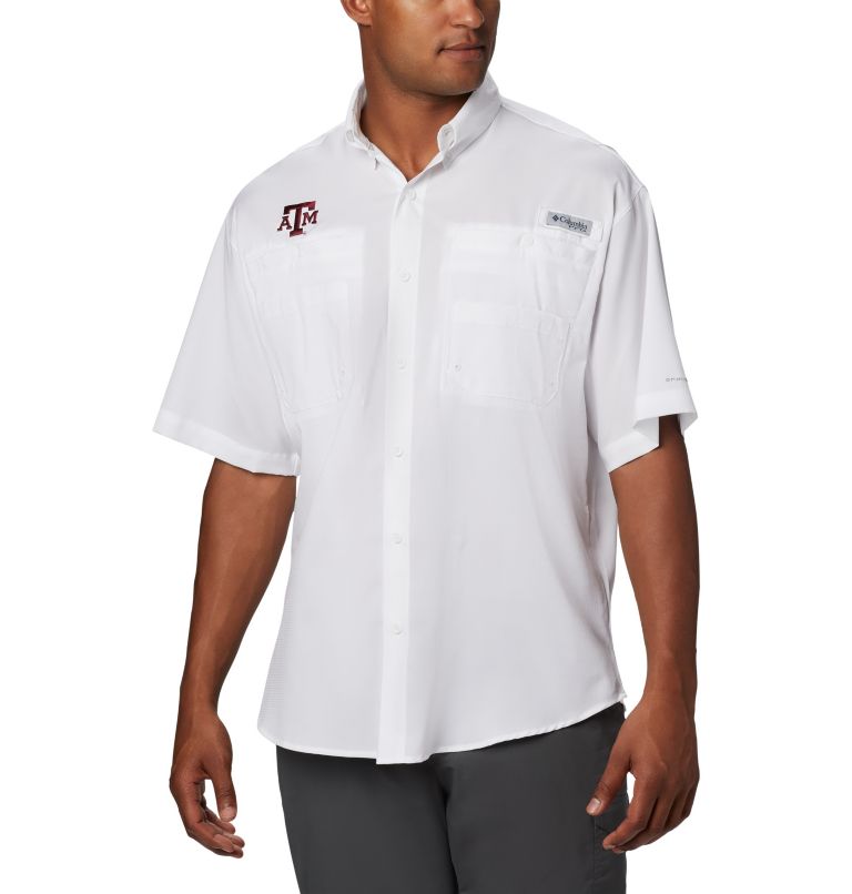 Thumbnail: Men's Collegiate PFG Tamiami Short Sleeve Shirt - Tall - Texas A&M, Color: TAM - White, image 1