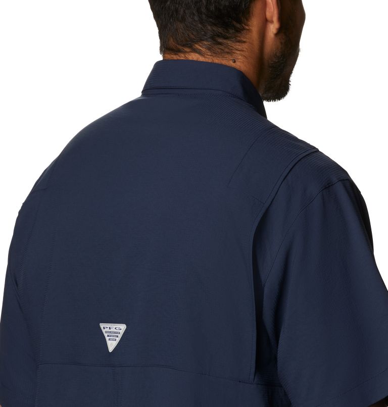 Thumbnail: Men's Collegiate PFG Tamiami Short Sleeve Shirt - Tall - West Virginia, Color: WV - Collegiate Navy, image 5