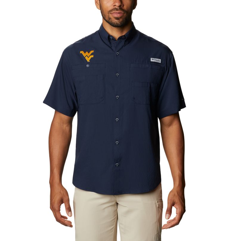 Men's Collegiate PFG Tamiami Short Sleeve Shirt - Tall - West Virginia, Color: WV - Collegiate Navy, image 1