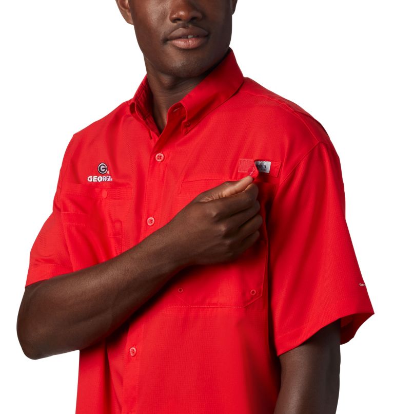 Men's Collegiate PFG Tamiami Short Sleeve Shirt - Tall - Georgia, Color: UGA - Bright Red, image 4