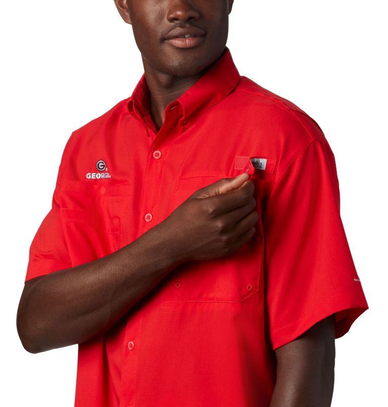 Thumbnail: Men's Collegiate PFG Tamiami Short Sleeve Shirt - Tall - Georgia, Color: UGA - Bright Red, image 4