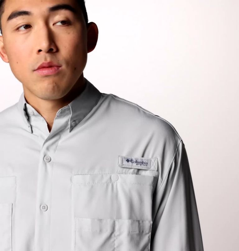 Men’s PFG Tamiami II Long Sleeve Shirt, Color: Cool Grey
