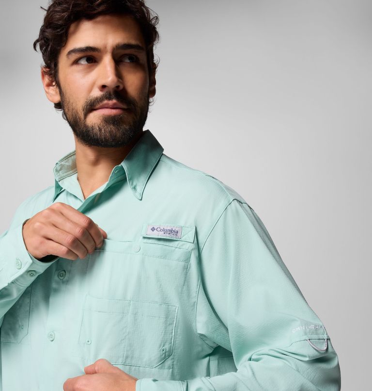 Men’s PFG Tamiami II Long Sleeve Shirt, Color: Misty Jade, image 6