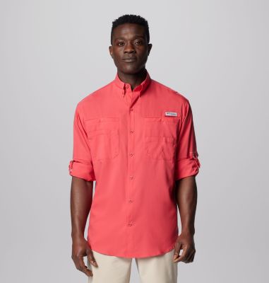Huk Fishing Shirts For Men Men's Casual Slim Print Button Lapel Short  Sleeve Shirt Cotton tshirts for Men Button-Down Shirts,Pink,L 