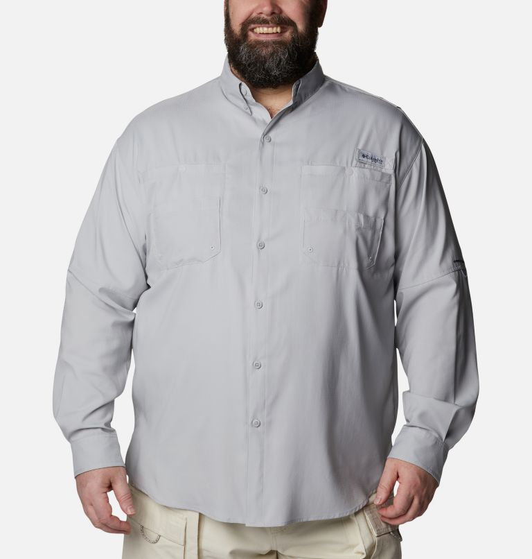 Columbia Men's Big and Tall PFG Tamiami II UPF 40 Long Sleeve Fishing  Shirt, City Grey, 2X