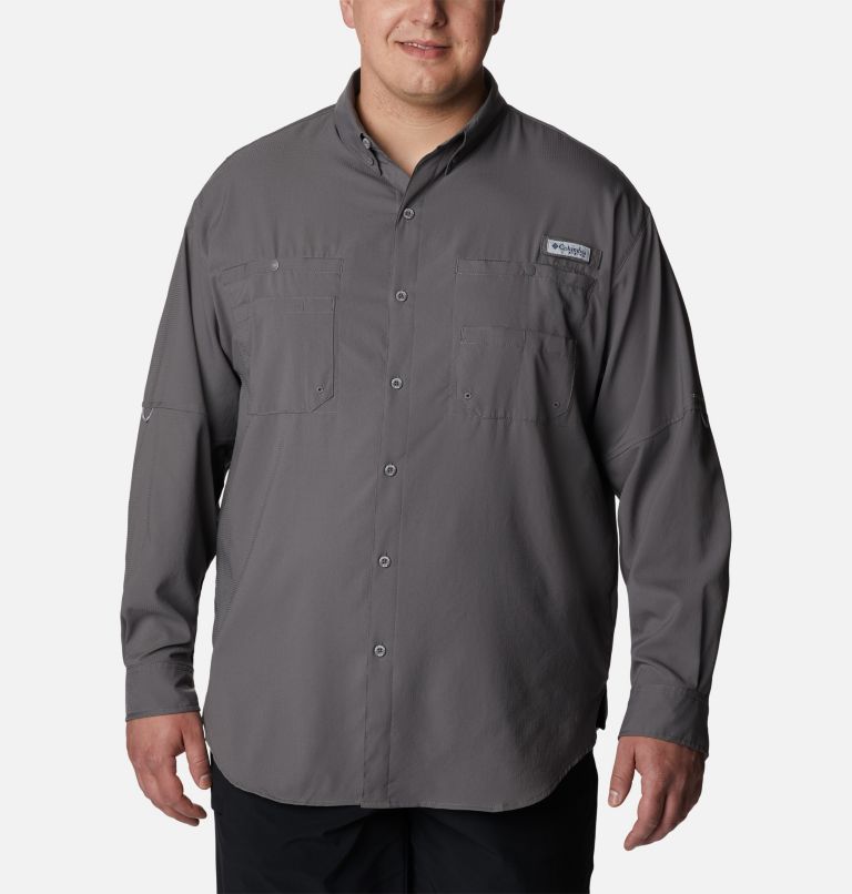 Thumbnail: Men’s PFG Tamiami II Long Sleeve Shirt - Big, Color: City Grey, image 1