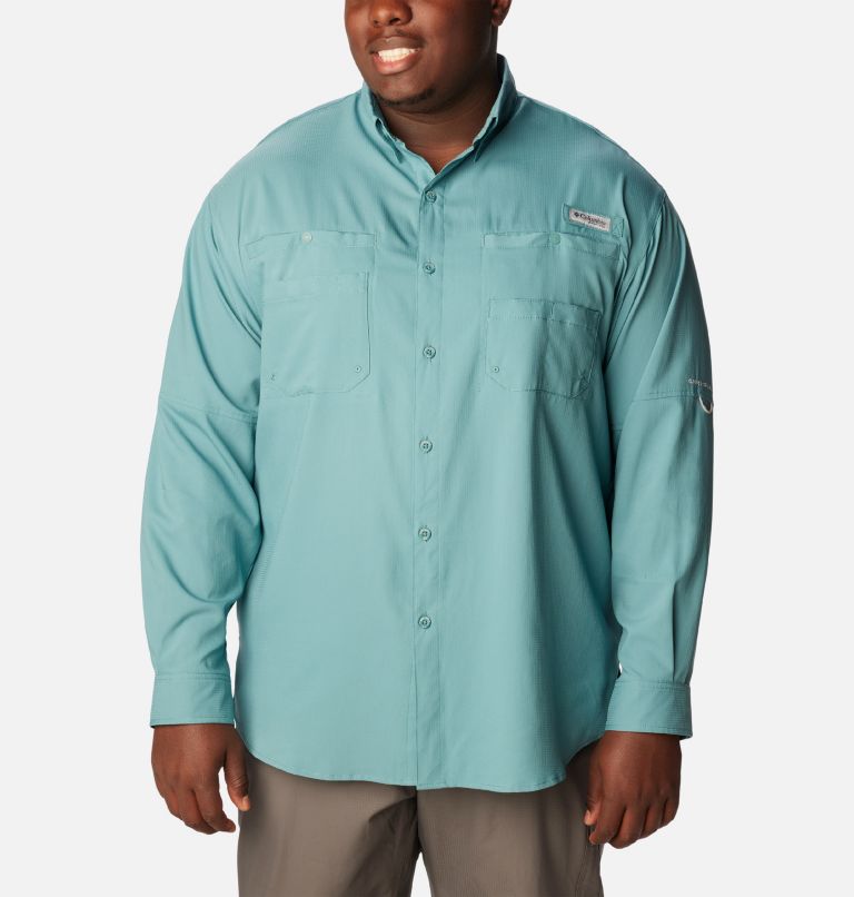 Columbia PFG Mens 1X Tamiami Cyan Roll Up L/S Vented Button