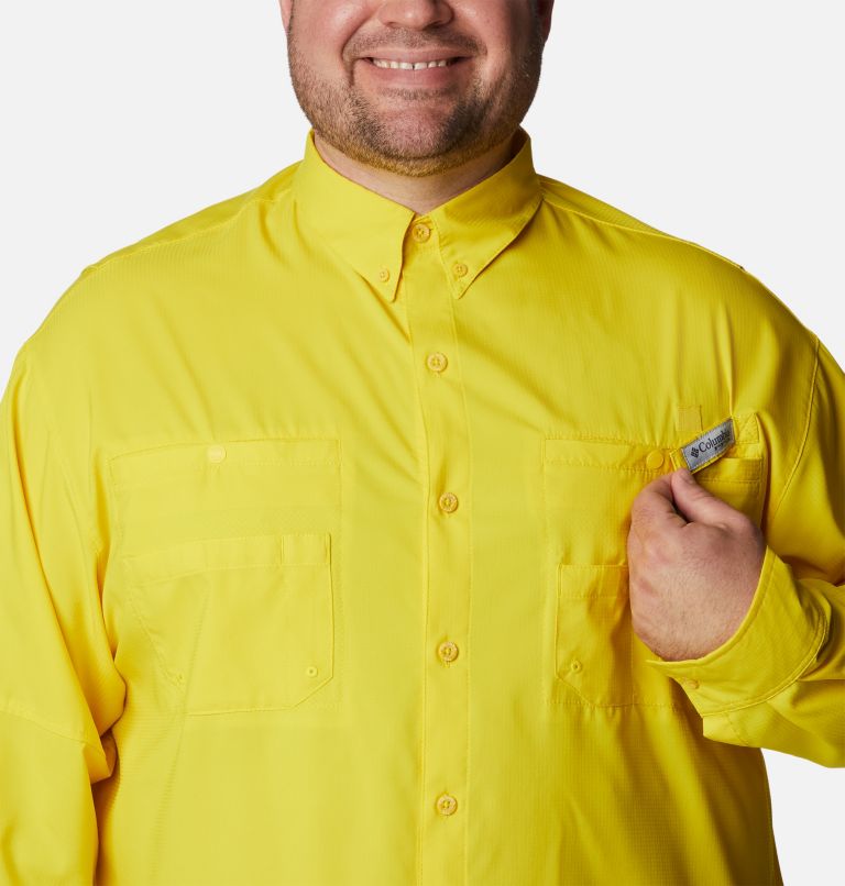 Thumbnail: Men’s PFG Tamiami II Long Sleeve Shirt - Big, Color: Laser Lemon, image 4